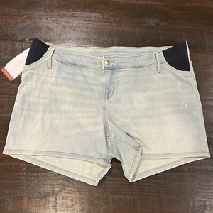 Umstandsmode Schwangerschaft Distressed Midi kurze Denim Jeansshorts Damen 16 - Bild 1 von 10