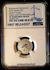 2019 S$2 CANADA 1/10 OZ SILVER BICENTENNIAL QUEEN VICTORIA NGC PF70 REV- PR FR - Picture 1 of 3