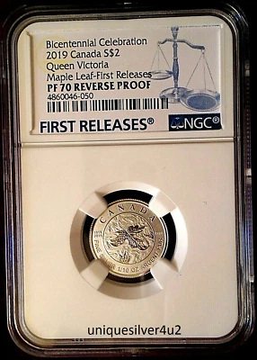 2019 S$2 CANADA 1/10 OZ SILVER BICENTENNIAL QUEEN VICTORIA NGC PF70 REV- PR FR - Image 1 of 3