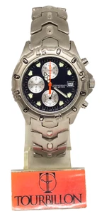 Orologio polso cronometro Tourbillon sportivo bracciale acciaio satinato - Foto 1 di 3