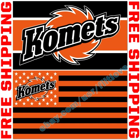 Fort Wayne Komets Logo Stars Stripes Flag 3X5 ft ECHL East Coast Hockey League Cover