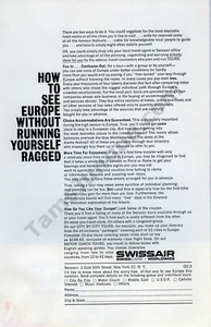 1961 Swissair Airline Flight Travel Fly PRINT AD Unique Gift Idea (1795) - Picture 1 of 1