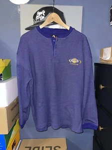 Vintage Bottom Drawer Men's Thermal Lakers 3/4 Sleeve Crew Neck Shirt Purple L - Picture 1 of 6