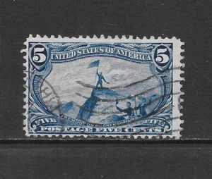 UNITED STATES SCOTT 288 USED FINE - 1898 5c DULL BLUE TRANS-MISSISSIPPI ISSUE - Bild 1 von 2