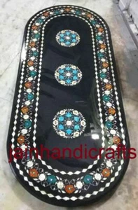 4'x2' black Marble Dining Coffee Corner Center inlay Table Top Mosaic decor k39 - Picture 1 of 3