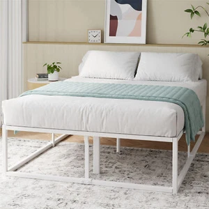 Zinus Bed Frame Queen Size 45cm Height High Metal Bed Platform Base White Joseph - Picture 1 of 6