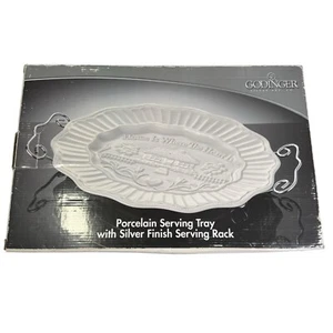 GODINGER Porcelain Serving Tray With Serving Rack "Home Is Where The Heart Is" - Picture 1 of 9