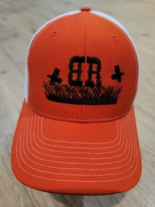 Orange & White BR Mesh Back Baseball Adjustable Cap Hat by Richardson style 112 - Picture 1 of 5