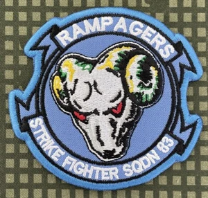 USN VFA-83 Strike Fighter Sq Rampagers Patch Hook & Iron-On Repro New A1143 - Picture 1 of 2