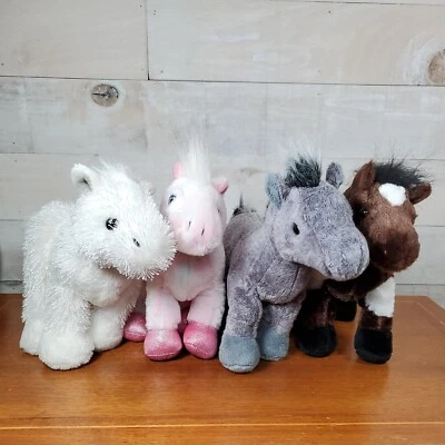 Ganz Webkinz Plush Horses Lot of 4 No Codes Arabian Pinto Pink Pony Albino  - Image 1 of 4