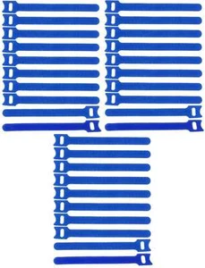 30 x Klett-Kabelbinder wiederverwendbar 150 x 22 mm blau Kabelklett Klettband - Picture 1 of 7