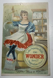 Patriotic Pretty Lady Lake Superior Wonder Flour Trade Card Wisconsin 1895 - Picture 1 of 6