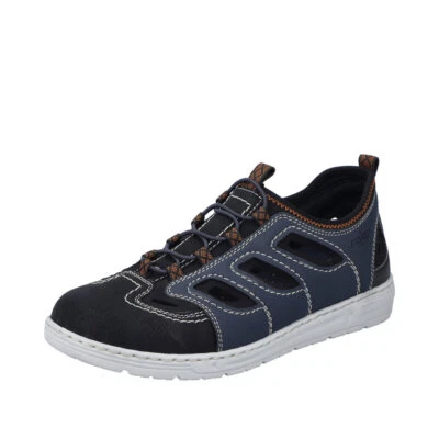 RIEKER Herren Slipper Sneaker Blau 08665-14 leicht und bequem Weite H Gummizug