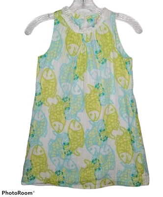 Lilly Pulitzer 8 White Fish Silver Metallic stripes Sleeveless Lined Dress 3796 - Image 1 of 4