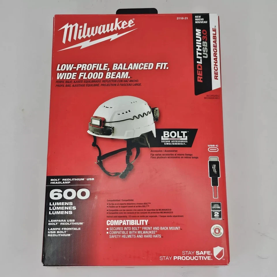 Milwaukee Tool 2118-21 болт красный литий USB фара (600 люменов) новый - Изображение 1 из 1