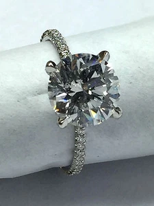 Anillo de compromiso diamante platino semi montura eternidad nupcial - Imagen 1 de 5