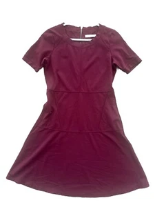 Athleta Dress Womens Small Purple Maroon Short Sleeve A-Line back zipped stretch - Picture 1 of 4