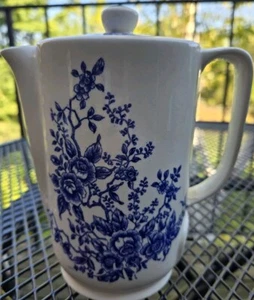 Vintage Electric Pot Tea Kettle Blue White Ceramic Porcelain 6" Rose Japan READ: - Picture 1 of 11