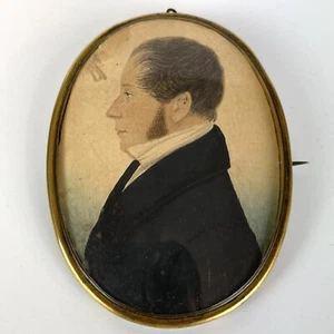 Fine Antique Profile Portrait Miniature A Smartly Dressed Gentleman Early 19th C - Picture 1 of 7