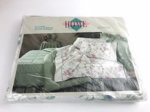 VTG JC Penney THE HOME COLLECTION TWIN Flowered Flat Elements Sheet White NOS - Picture 1 of 7