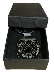 Nüchternheit nüchterner Genesungssucht AA Na I am Enough sauber gravierter Stahlschlüsselring - Bild 1 von 4