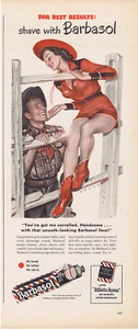 1948 Cowgirl Pin-up Artwork by DOLAS Cowboy Barbasol Shaving Print Ad - Picture 1 of 1