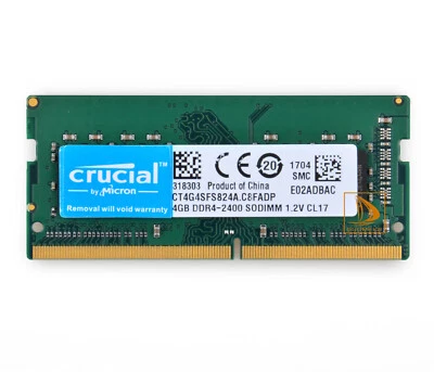 Crucial 4GB 1Rx8 PC4-2400T DDR4 2400Mhz PC4-19200S 260Pin Sodimm Memory RAM &GS& - Image 1 of 4
