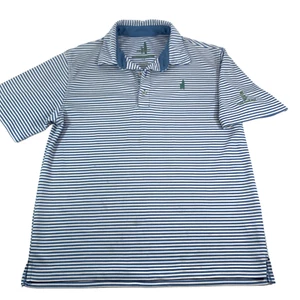 Johnnie O Polo Shirt Prep Formance White Blue Stripe Youth 12 Boy Girl School - Picture 1 of 24
