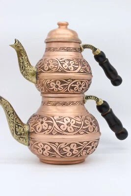 JUEGO DE TETERA TURCA TRADICIONAL HECHA A MANO DE COBRE MARTILLADO A MANO SEMAVER ÚNICO Foto 1 de 4