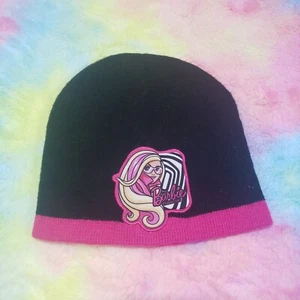 Barbie Winter Hat Beanie Black Pink Girls Logo One Size - Picture 1 of 8