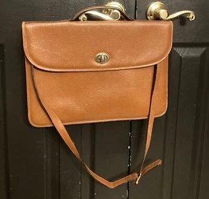 vtg MARK CROSS Pebble Leather Briefcase w/Crossbody Strap - Picture 1 of 20