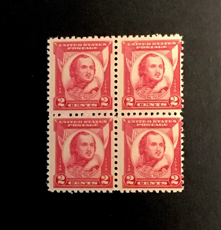 US 2 Cent Casimir Pulaski stamp of 1930, Scott #690, block of 4 MNH/OG/VF. - Image 1 of 1