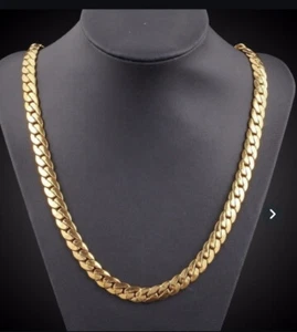 COLLAR FIGARO ENCHAPADO EN ORO 18K 22"" CLUB FIESTA HIP HOP CADENA ESLABÓN BROCHE LANGOSTA FIGARO - Imagen 1 de 8