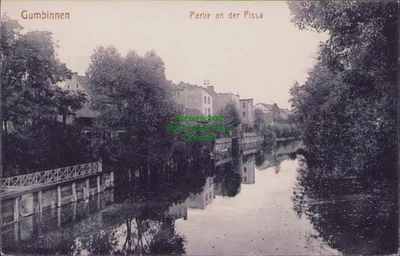 168177 AK Gumbinnen Ostpreußen Gussew 1914 Partie an der Pissa - Bild 1 von 2