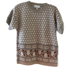 Suéter Tejido Floral Geométrico Vintage Carriage Court Para Mujer Años 90 Hecho en EE. UU., M - Imagen 1 de 9