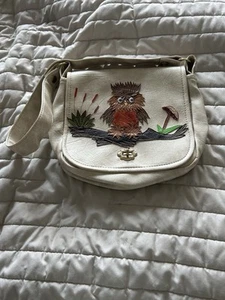 Vintage handgefertigte Leder Handtasche mit Eulenmotiv und Schulterriemen von Diane’s - Bild 1 von 18