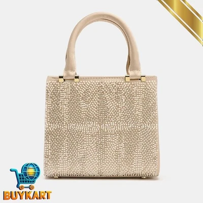 Zara 2025 Luxury Collection Satiny Embroidered Faux Pearl Handbag -Zara Original - Image 1 of 4