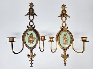 Pair Antique Rococo Gold Gilt Girandole Candelabra Wall Hanging Sconces 19''H - Picture 1 of 17