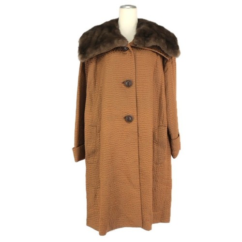 Christian Dior Trench Cappotto Lungo Pelliccia Lana Terracotta Donna Taglia M