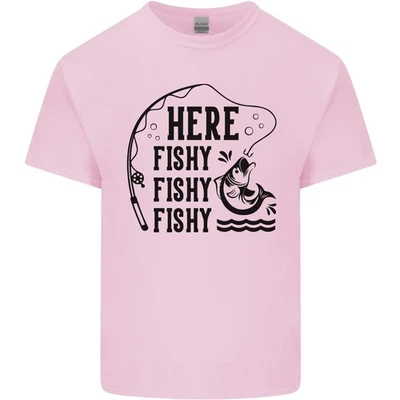 Here Fishy Fishy Funny Fishing Fisherman Kids T-Shirt Childrens - Image 1 of 4