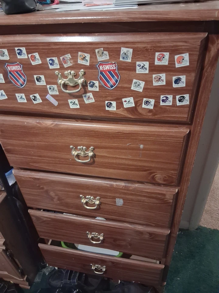 Комод из массива березы винтажный комод из 4 ящиков для спальни хранение коричневый - Изображение 1 из 1