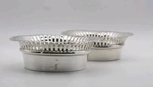 Antiguo par de platos de baratija Bon Bon Candy de plata maciza A & J Zimmerman 1914 - Imagen 1 de 7