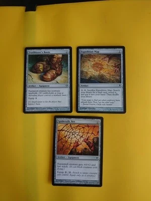 MTG artifact zendikar card x3 trailblazer's boots, expedition map,spidersilk net - Image 1 of 4