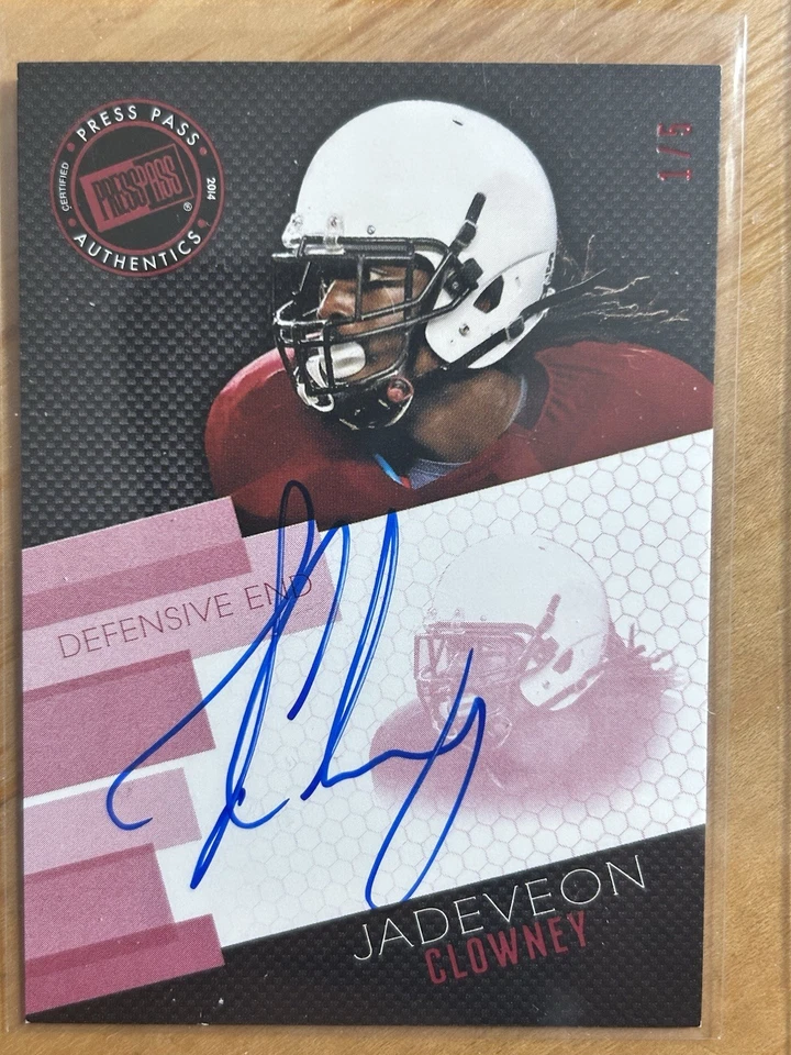 Firma de pase de prensa Jadeveon Clowney 2014 #PPS-JC rojo/5.  1 de 5 (AU, RC) automático Foto 1 de 2