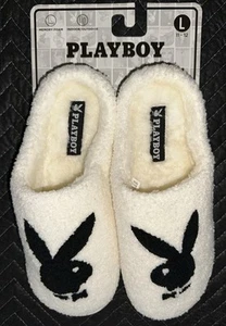 Playboy Memory Foam Slippers White New Adult M 9/10 - Picture 1 of 2