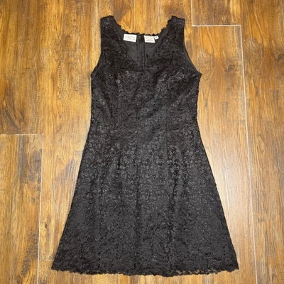 Beaded Drama Special Occasion MEDIUM black lace overlay sleeveless VINTAGE - Image 1 of 4