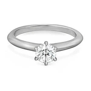 Tiffany & Co. Round Cut Diamond Solitaire Engagement Ring Platinum 0.49Cttw - Picture 1 of 7