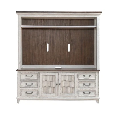 Centro de entretenimiento River Place para sala de estar - Riverstone White & Tobacco Foto 1 de 4