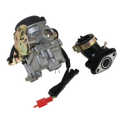 Vergaser 19mm mit E-Choke und Ansaugstutzen komplett für 50ccm Roller 4T AC Gare - Bild 1 von 4
