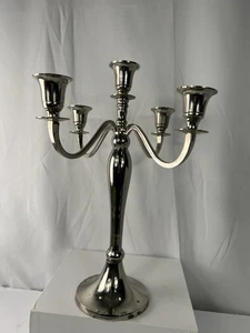 Elegant 4-arm Silver-tone Metal Candelabra Candle Holder  23” Tall - Unbranded - Bild 1 von 11